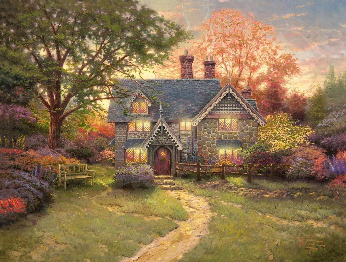 Gingerbread Cottage Thomas Kinkade Oil Paintings